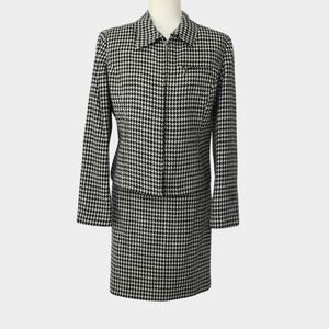 DRESSBARN Women's Blac & White Houndstooth Skirt Suit Size 8
